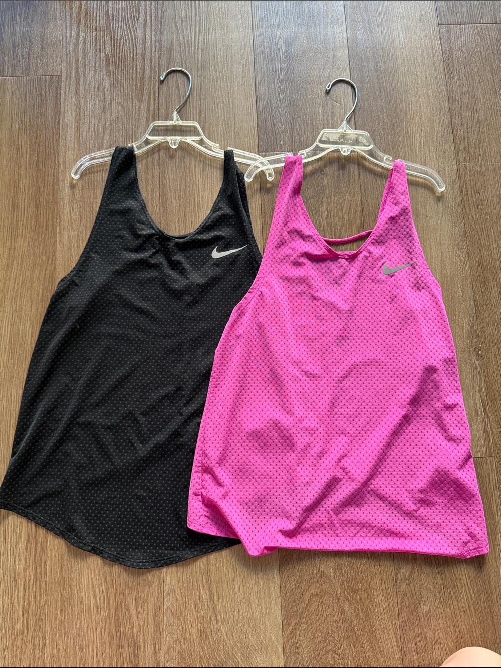 Nike Women’s Dri-FIT Racerback Mesh Tank Tops - Black & Hot Pink
